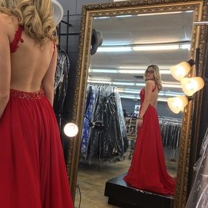 Mac Duggal red gown
